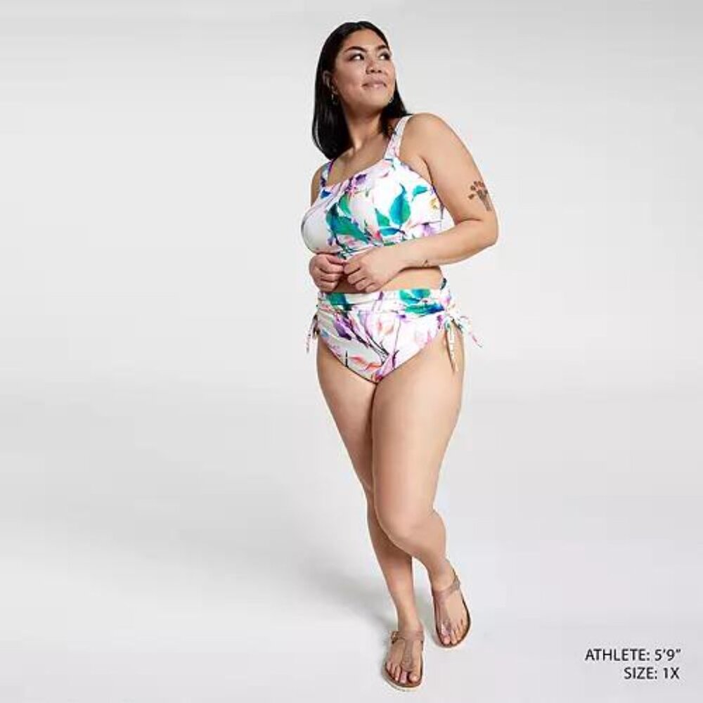 NWT CALIA Women's High Waisted Ruched Side Tie Swim Bottoms - Picture 12 of 12